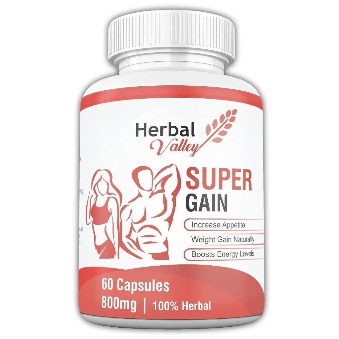 HerbalValley Super Weight Gain Natural Capsules for Men & Women 60Caps Pack of 1