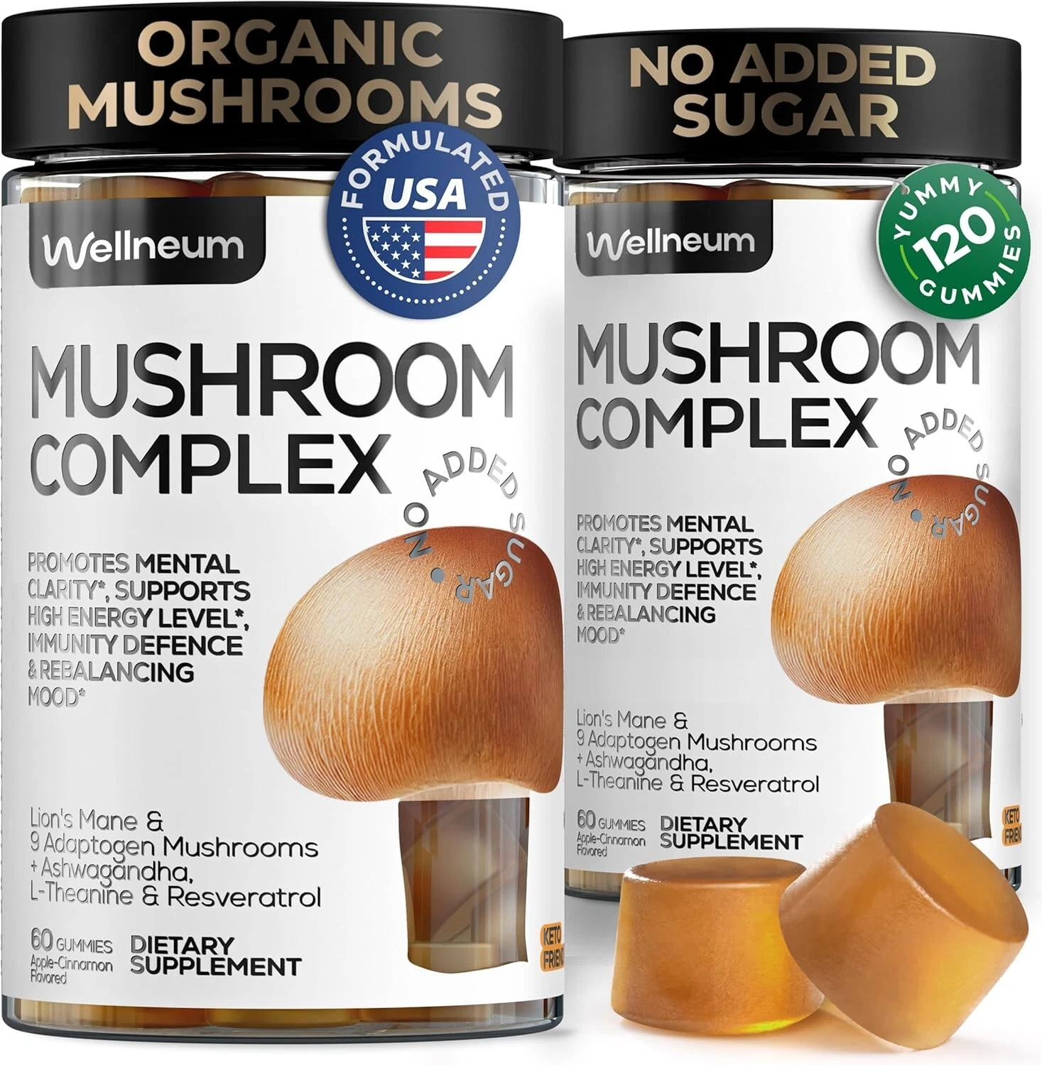 Mushroom Gummies 5000 Mg for Adults 2 PACK Lions Mane 9 Adaptogenic Mushrooms