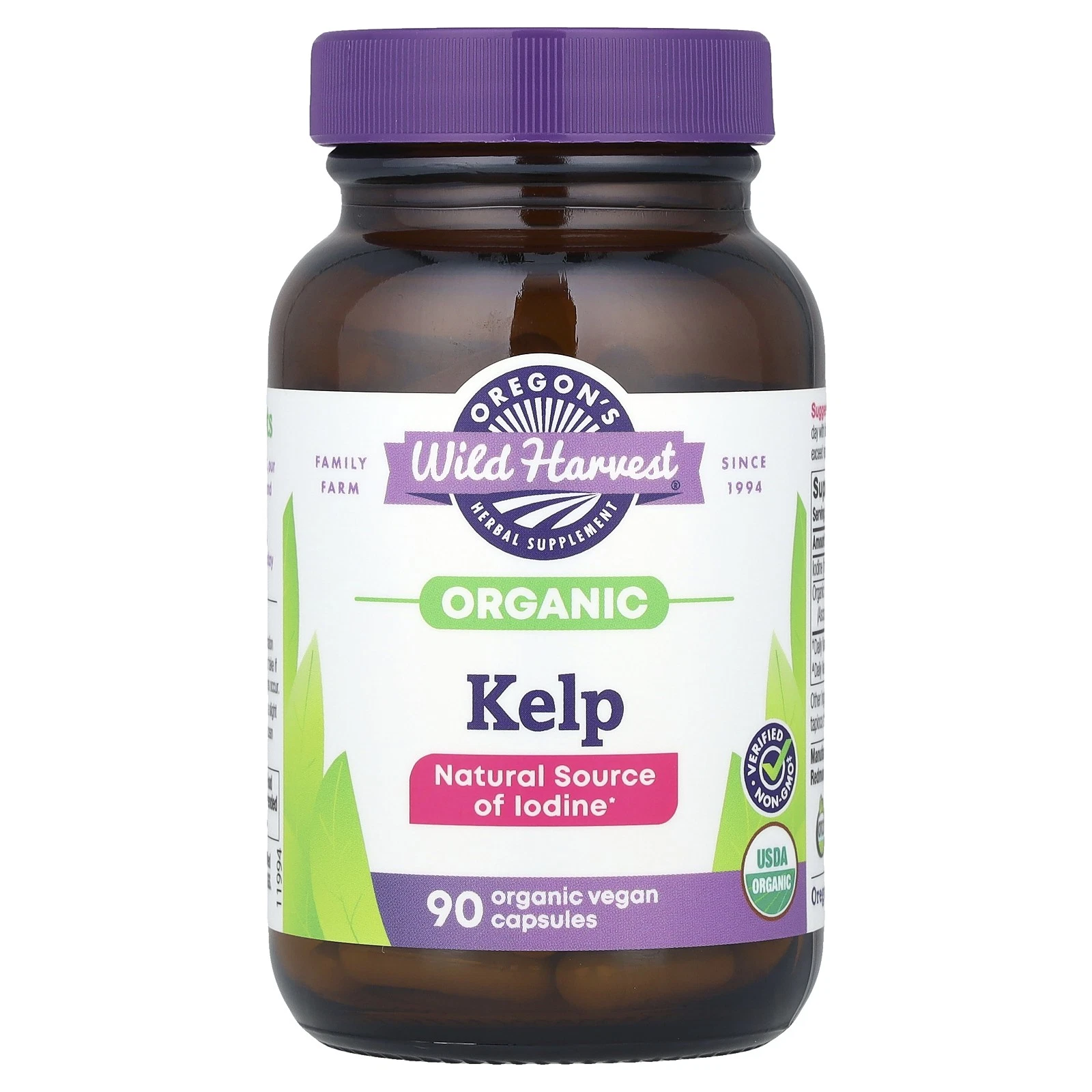Oregon s Wild Harvest Kelp 90 Veggie Caps Dairy-Free, Gluten-Free, Organic,