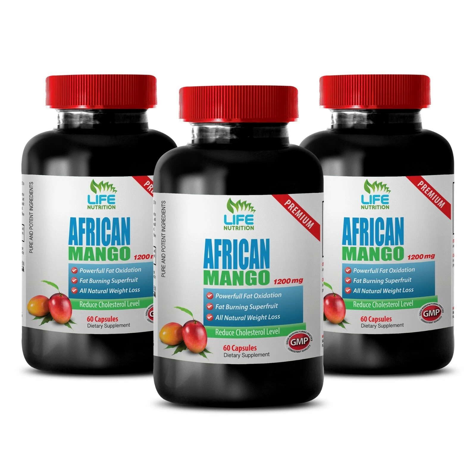 natural weight loss - AFRICAN MANGO 1200mg - diet pills 3 Bottles 180 Capsules