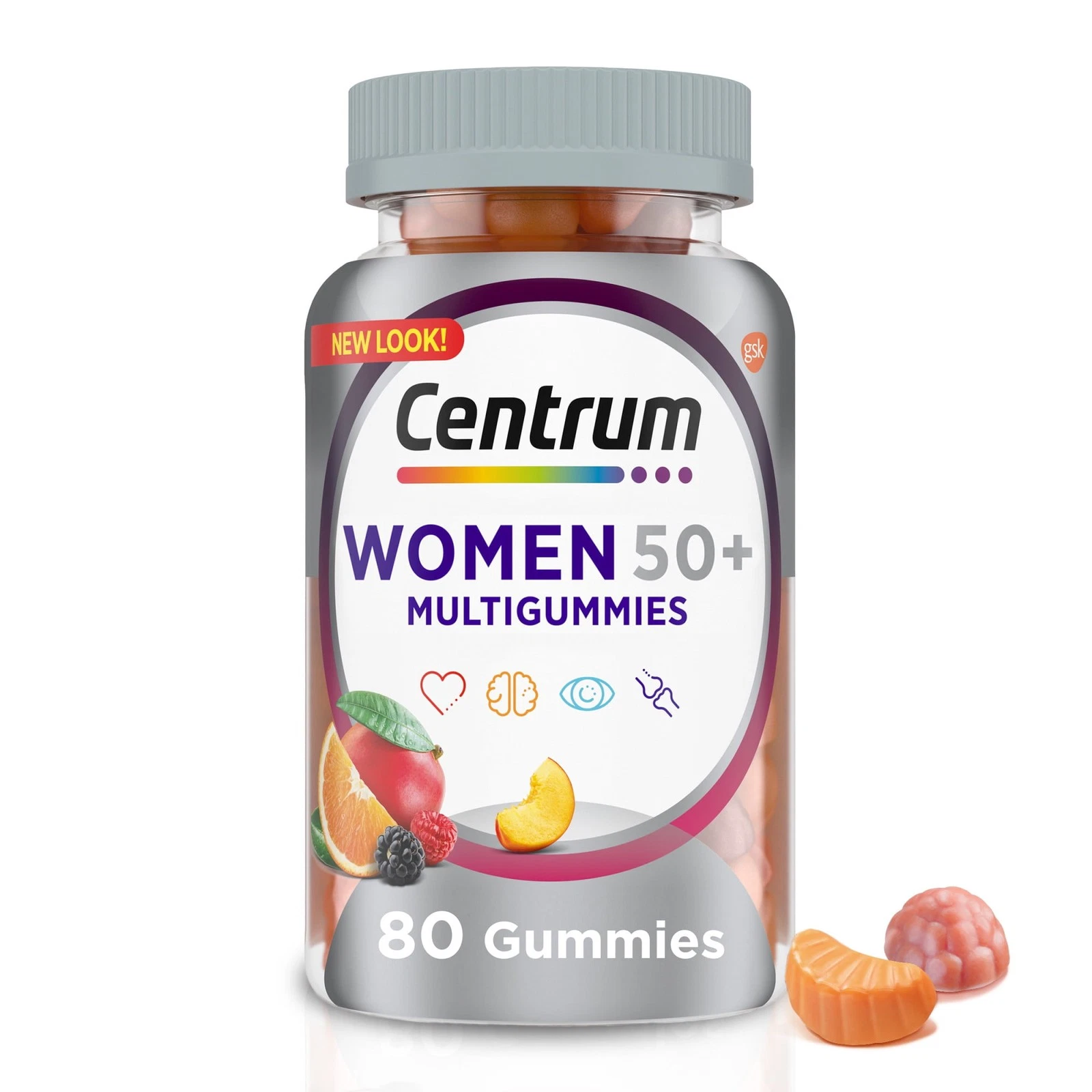 Womens 50 Plus Gummy Multivitamin With Vitamin B, D & E, Fruit, 80 Count