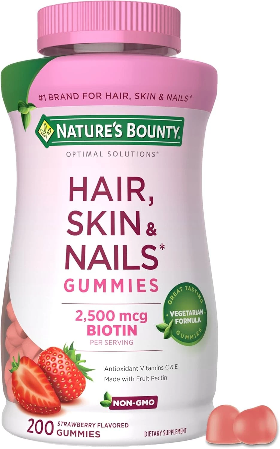 Nature's Bounty Optimal Solutions Hair, Skin and Nails Pectin Gummies, 2500...
