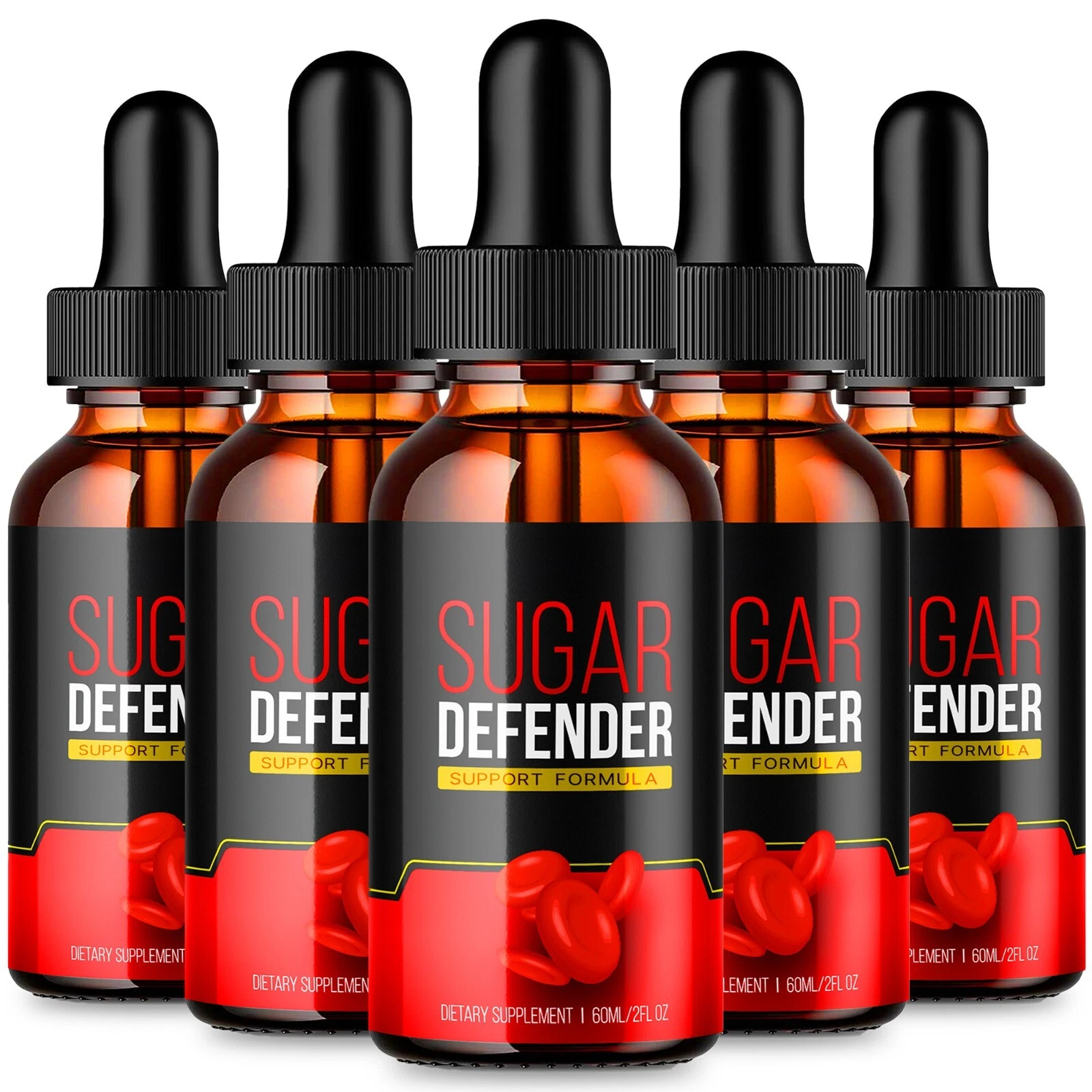 (5 Pack) Sugar Defender, Sugar Defender Blood Sugar Support Supplement (10oz)