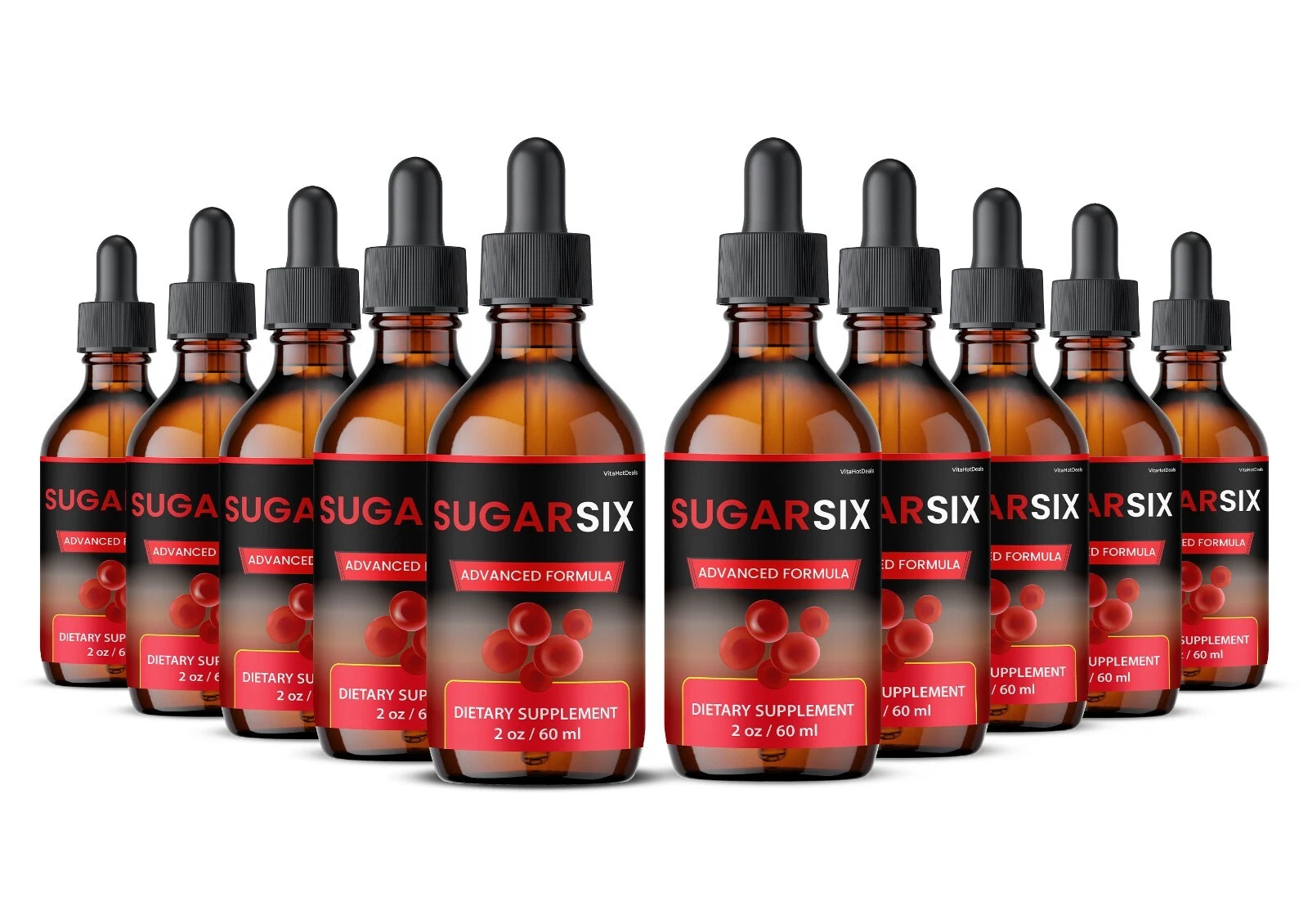 Sugar Six Drops, Max Strength Herbal Supplement for Blood Health (10 Pack)