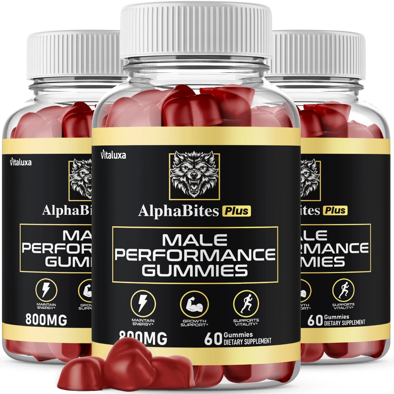(3 Pack) Alpha Bites Gummies AlphaBites for Max Performance Gummy (180 Gummies)