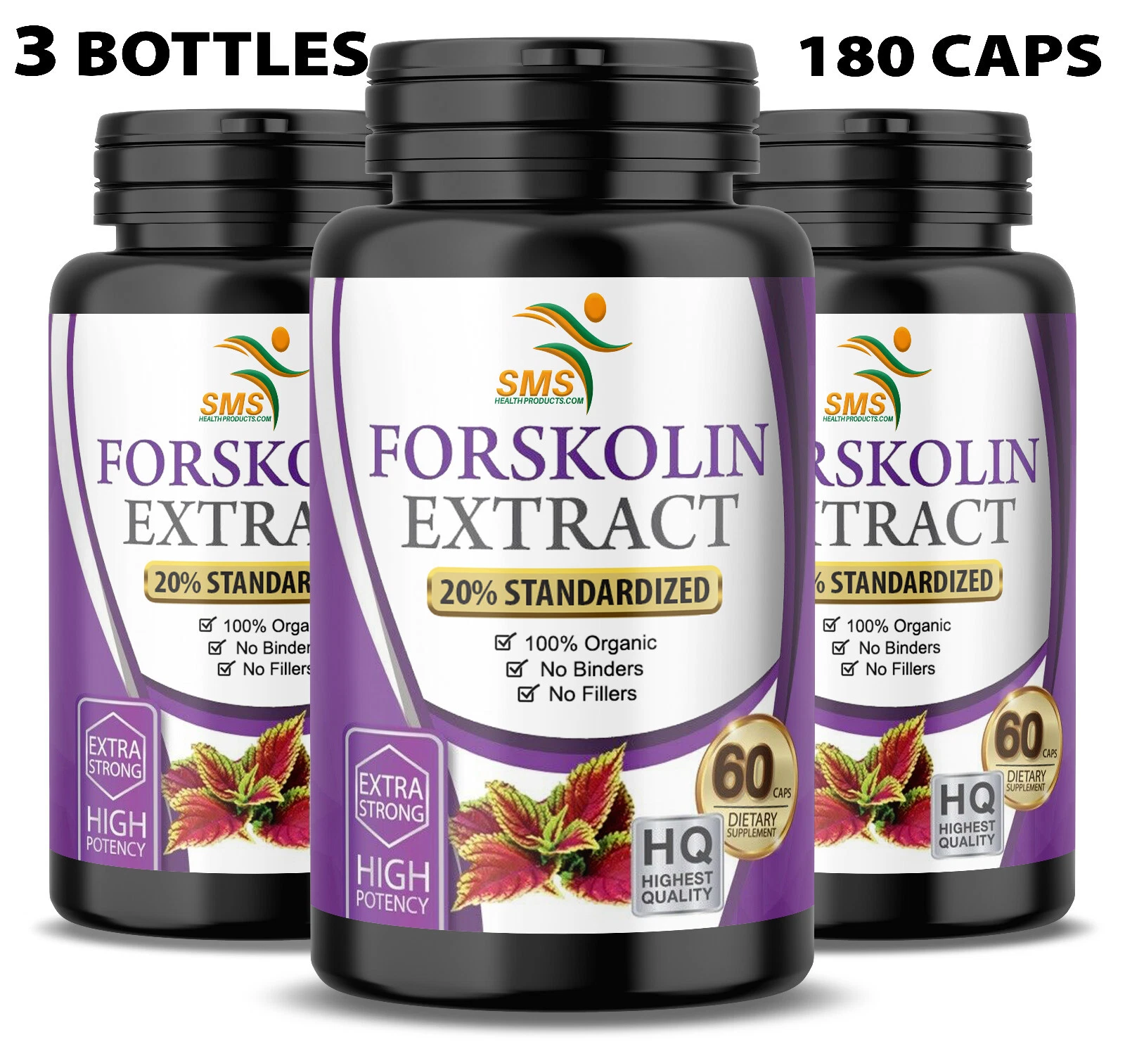 [264377609482] Coleus Forskohlii Forskolin Extract 2000mg 20% Standardized Vegan 180 Capsules