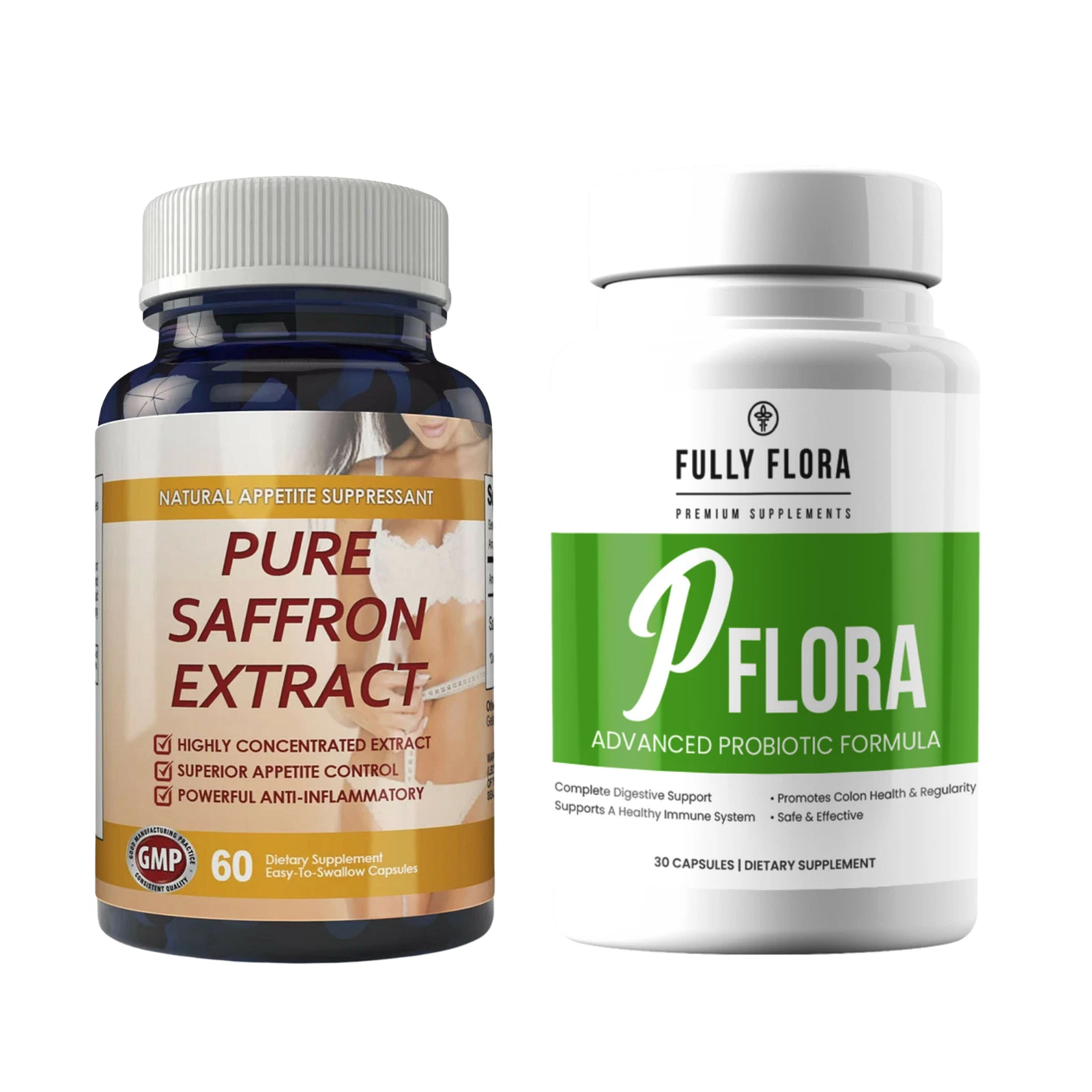 Saffron Extract Appetite Control Supplements and PFLORA Probiotic Immune Health