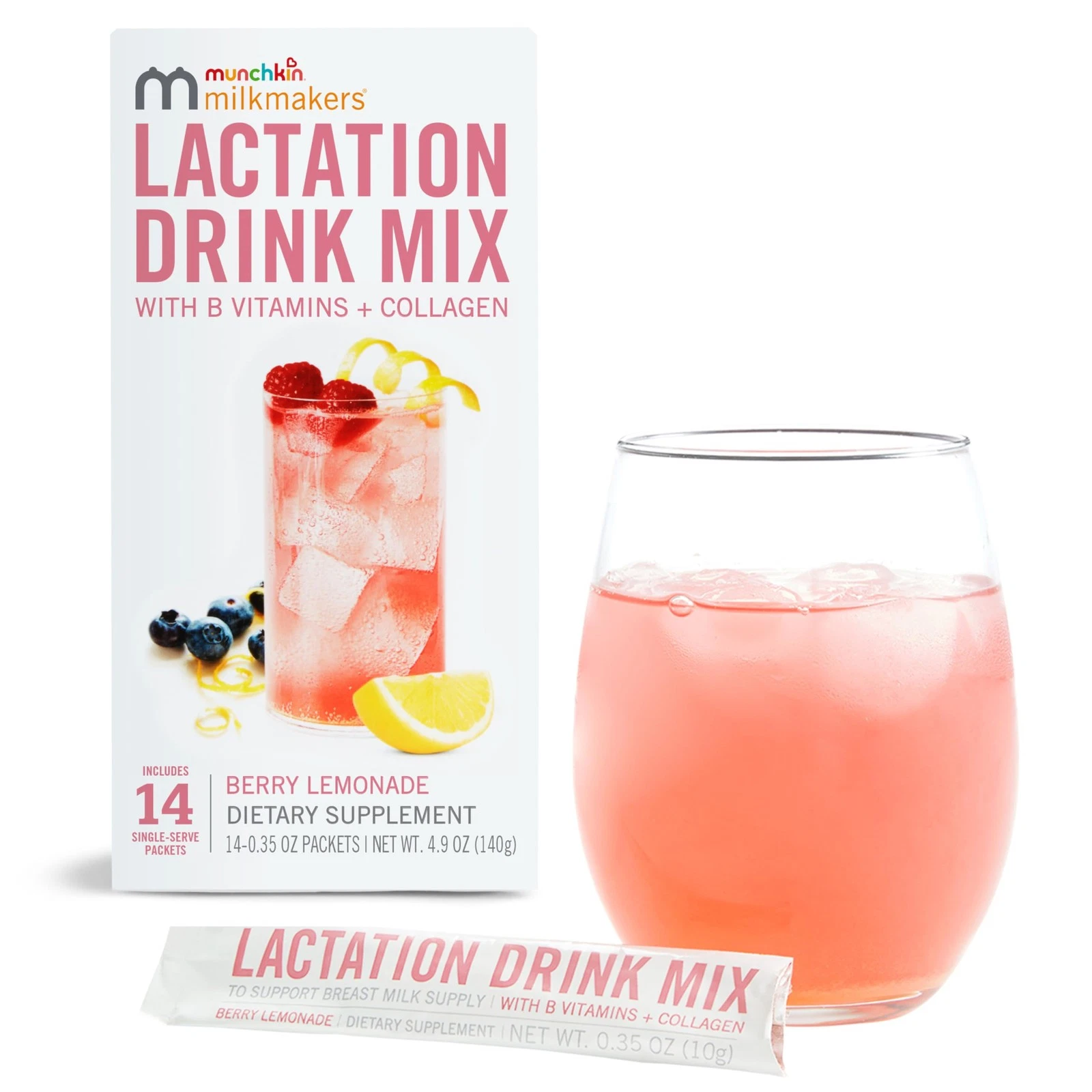 Munchkin Milkmakers Lactation Drink Mix Berry Lemonade 14 Packets