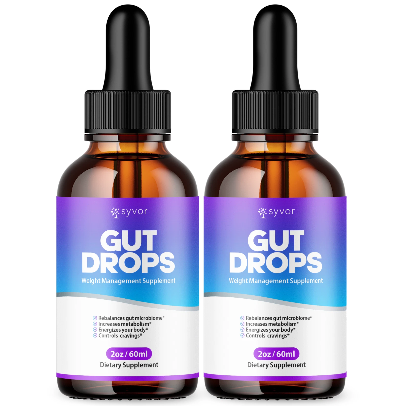 2 Pack - Gut Drops Max Strength Keto Formula Weight Management Supplement 60ML