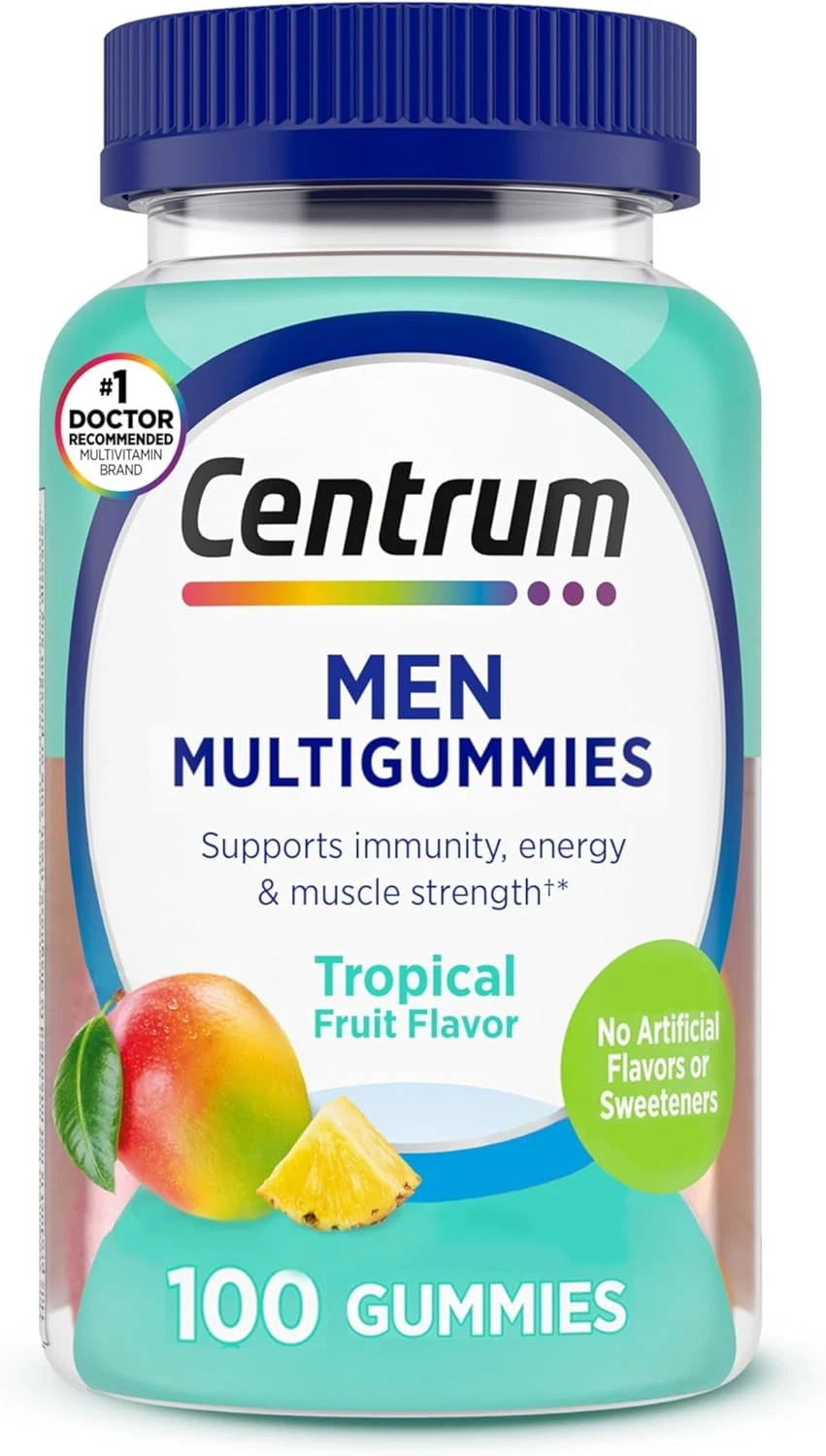 Centrum Men's Multivitamin Gummies, Immune, Energy, 100 Count (Pack of 1)