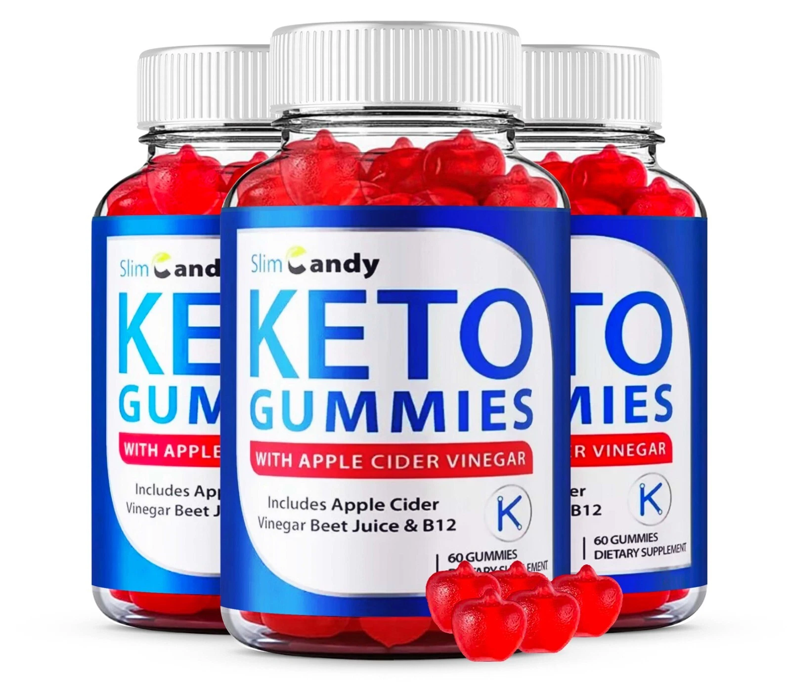 SlimCandy Keto ACV Gummies Vitamin B12 Dietary Supplement (180 Gummies) 3-Pack