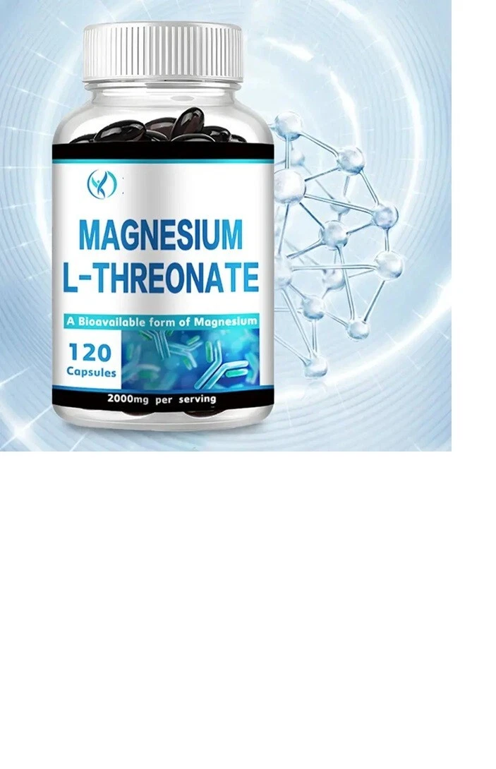Magnesium L Threonate 120 Veggie Caps 2000 mg, Bioavailable Magnesium