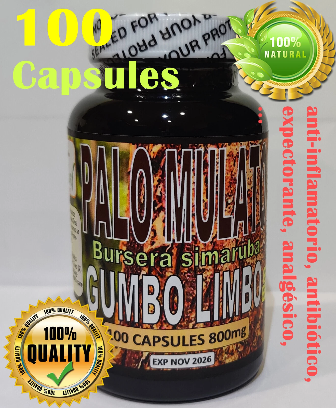 [115490110461] Palo Mulato Bursera simaruba Gumbo limbo palo jiote naked Indian Natural 100Caps