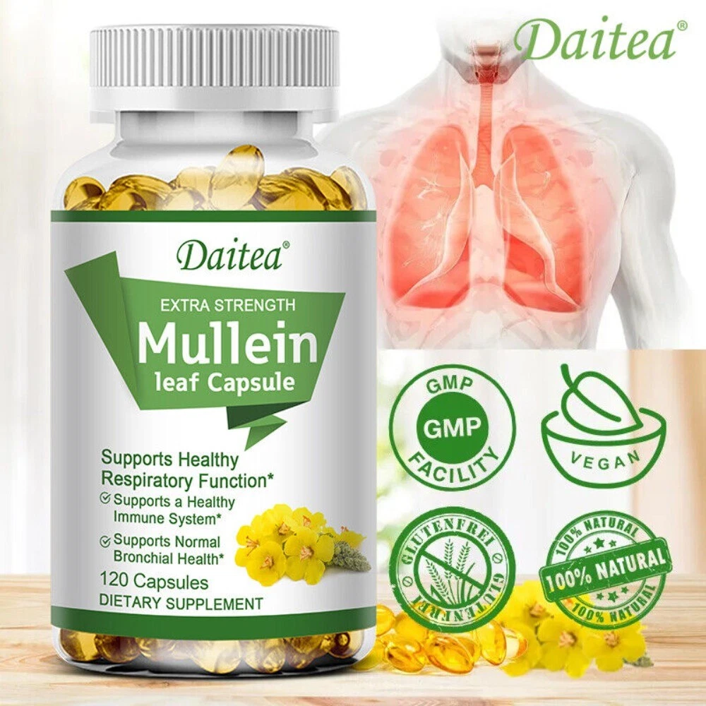 Mullein - 120 Capsules-1500 mg - Supports HealthyRespiratory Function