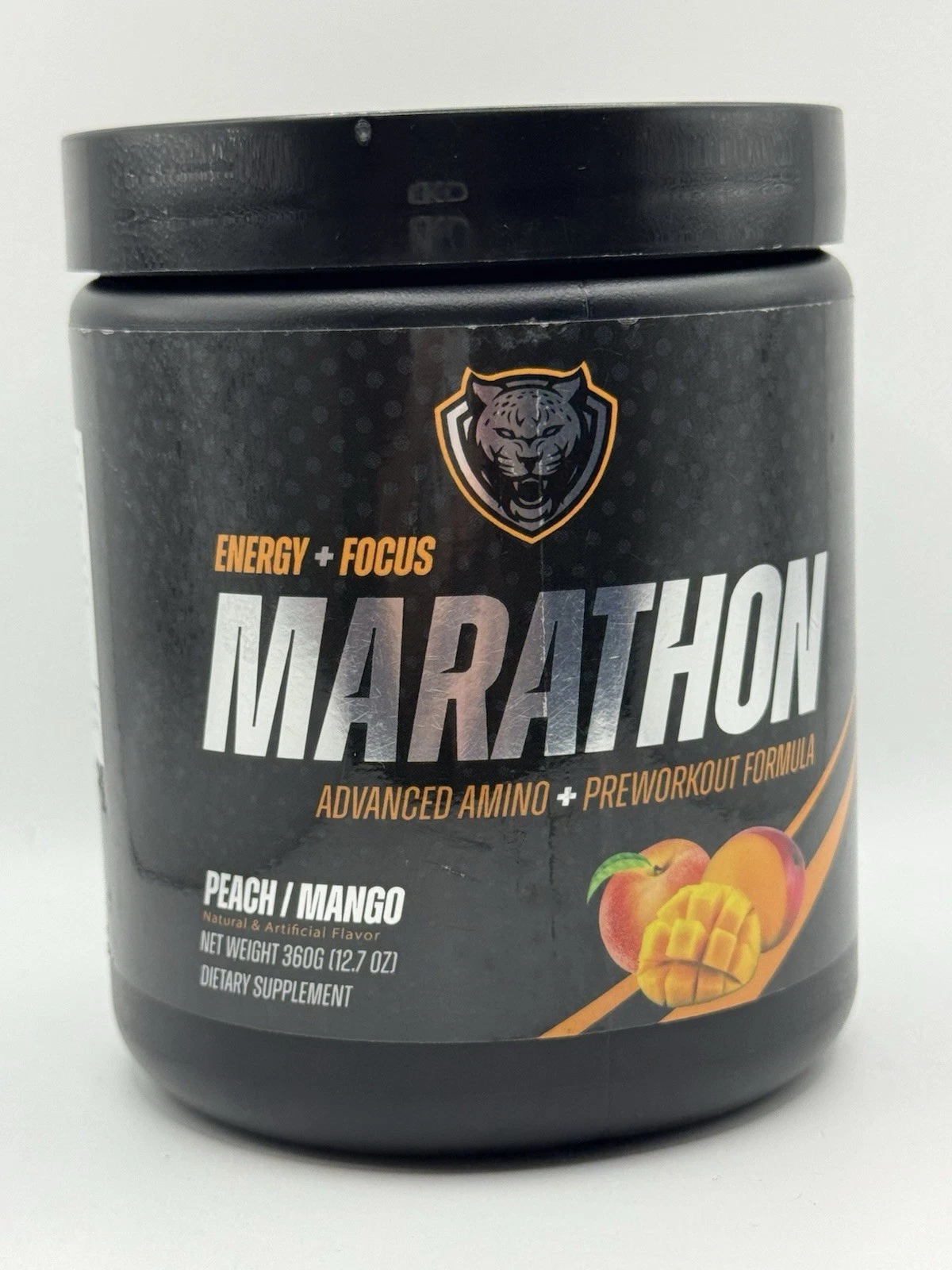 [326605441319] Marathon, Advanced Amino + Preworkout Formula, Peach Mango, 12.7 Oz Ex 01/2026