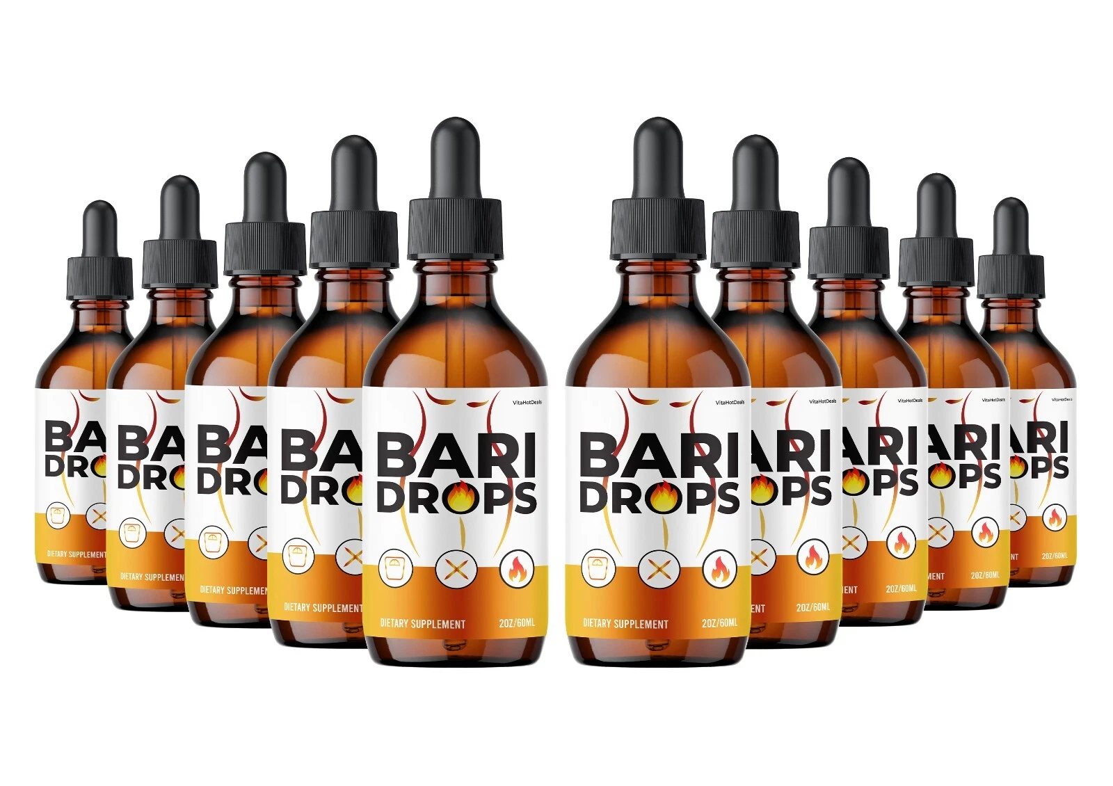 [335788119254] Bari Drops Liquid Supplement, All Natural Max Strength Formula (10 Pack)