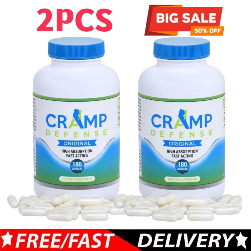 [187364686908] 2 Pack Cramp Defense Original High Absorption Fast Acting 180 Capsules