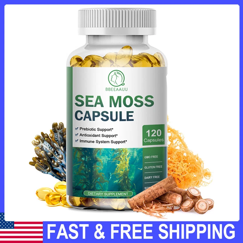 Organic Sea Moss Capsules 2000mg,Irish Moss, w/ Bladderwrack Dietary Supplement