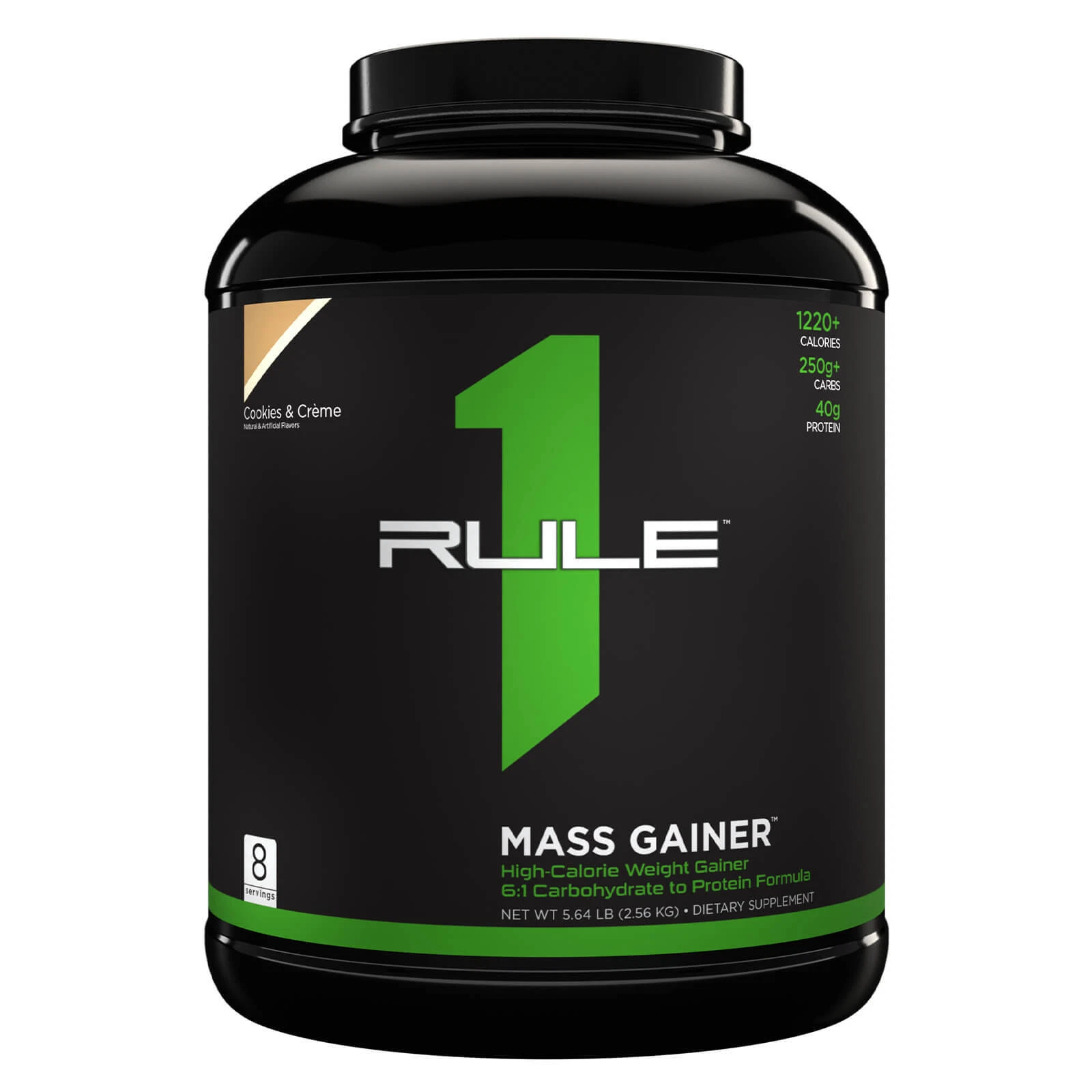 RULE 1 Mass Gainer 8 serv Cookies Creme Mass Weight Gainer 5.64lb
