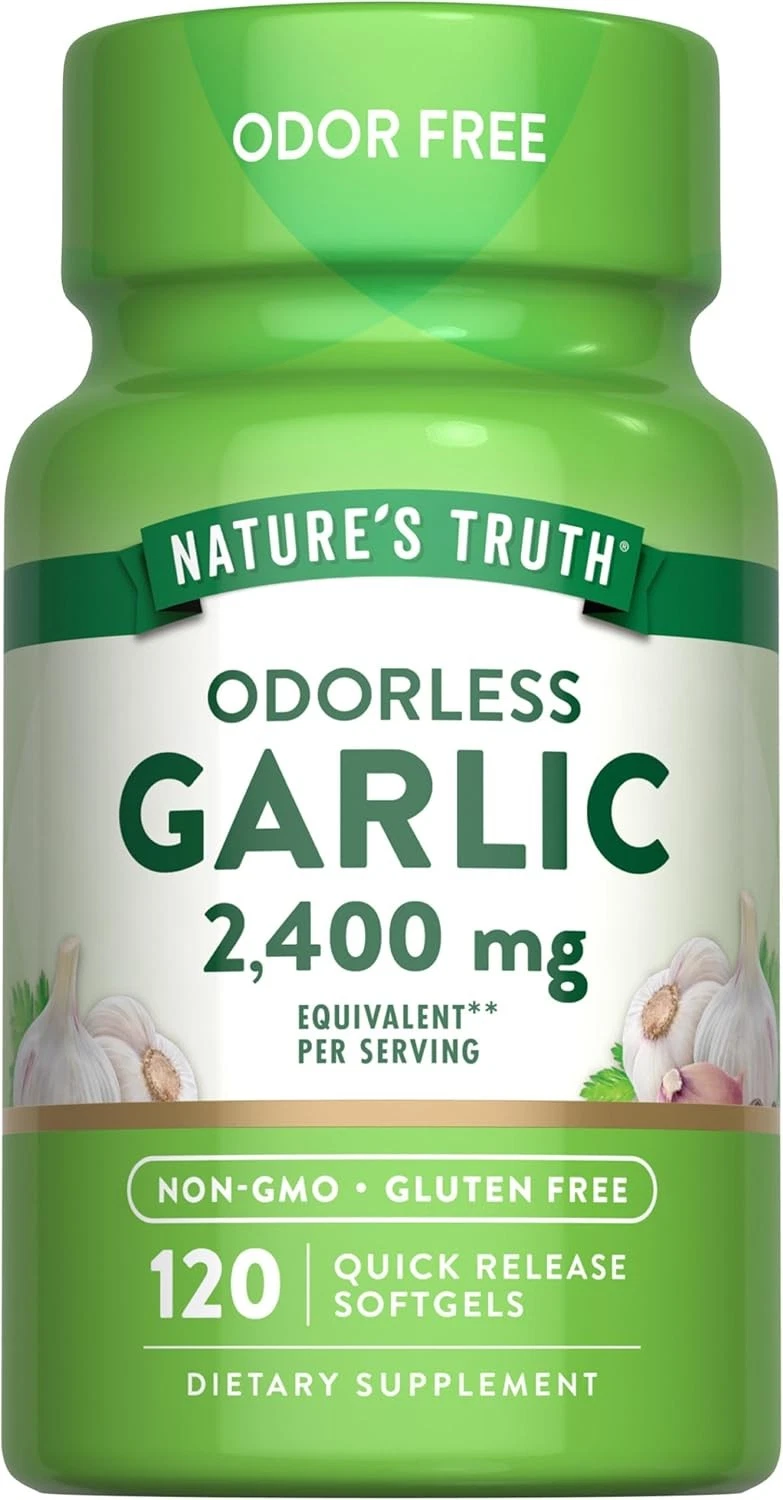 Odorless Garlic Pills | 2400mg | 120 Softgels | Non-GMO | by Nature's Truth