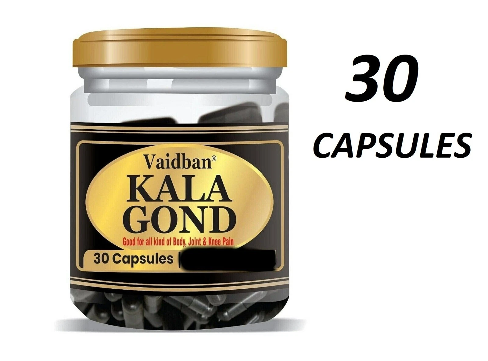 [145747323345] ORIGINAL Vaidban Kala Gond 30 CAPS ( kal niryas ) Gond FREE SHIPPING