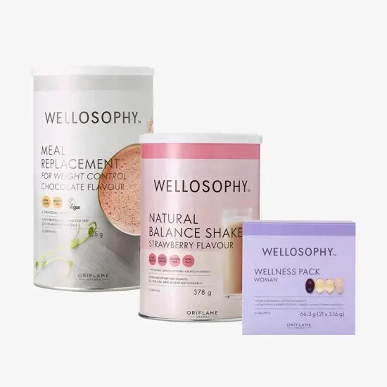 [166966232835] Oriflame SET Wellosophy Shake Strawberry, Meal Replacement, Wellness Pack woman
