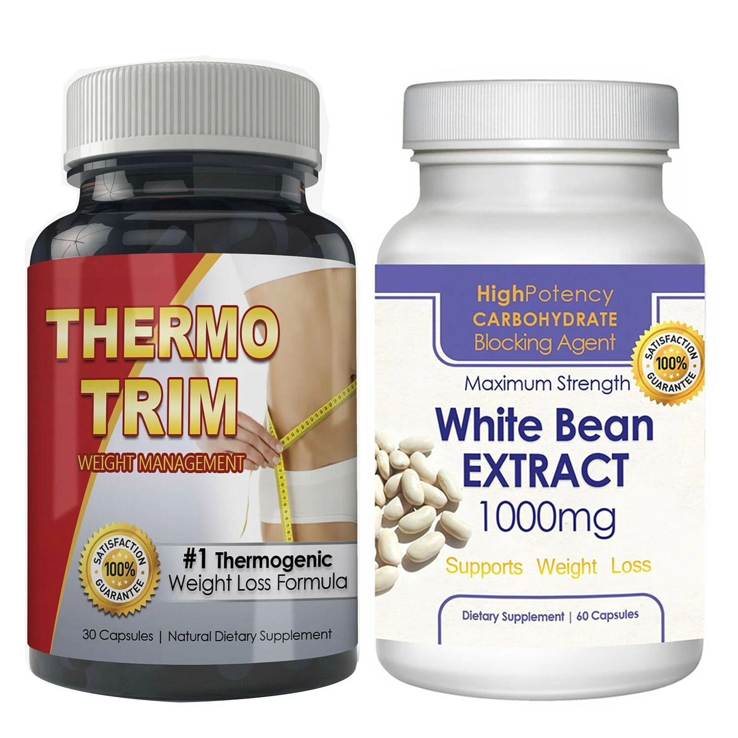 Thermo Trim Thermogenic & White Bean Extract Fat Burn Weight Loss Capsules Combo