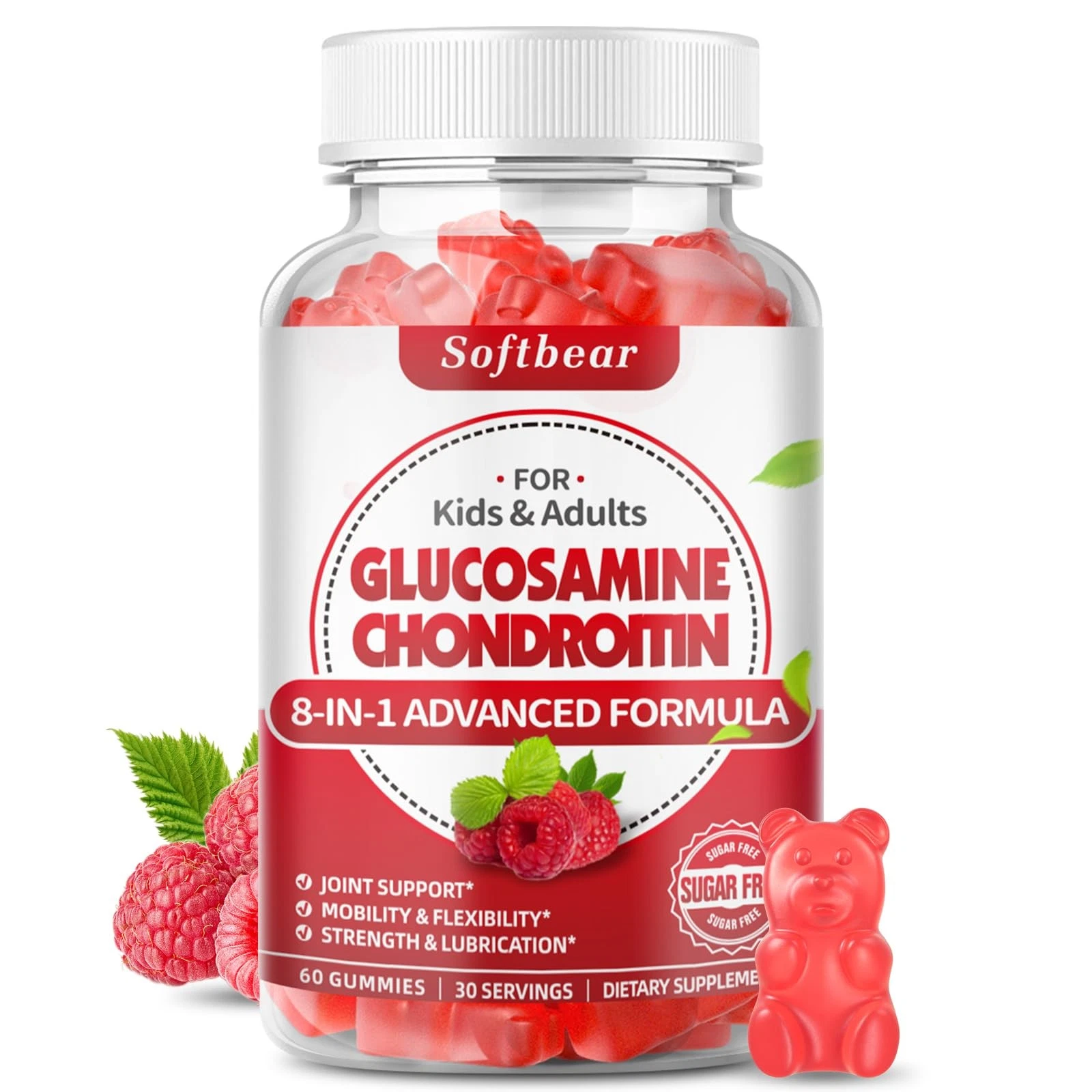 softbear Glucosamine Chondroitin Gummies Sugar Free, Extra Strength Glucosamine