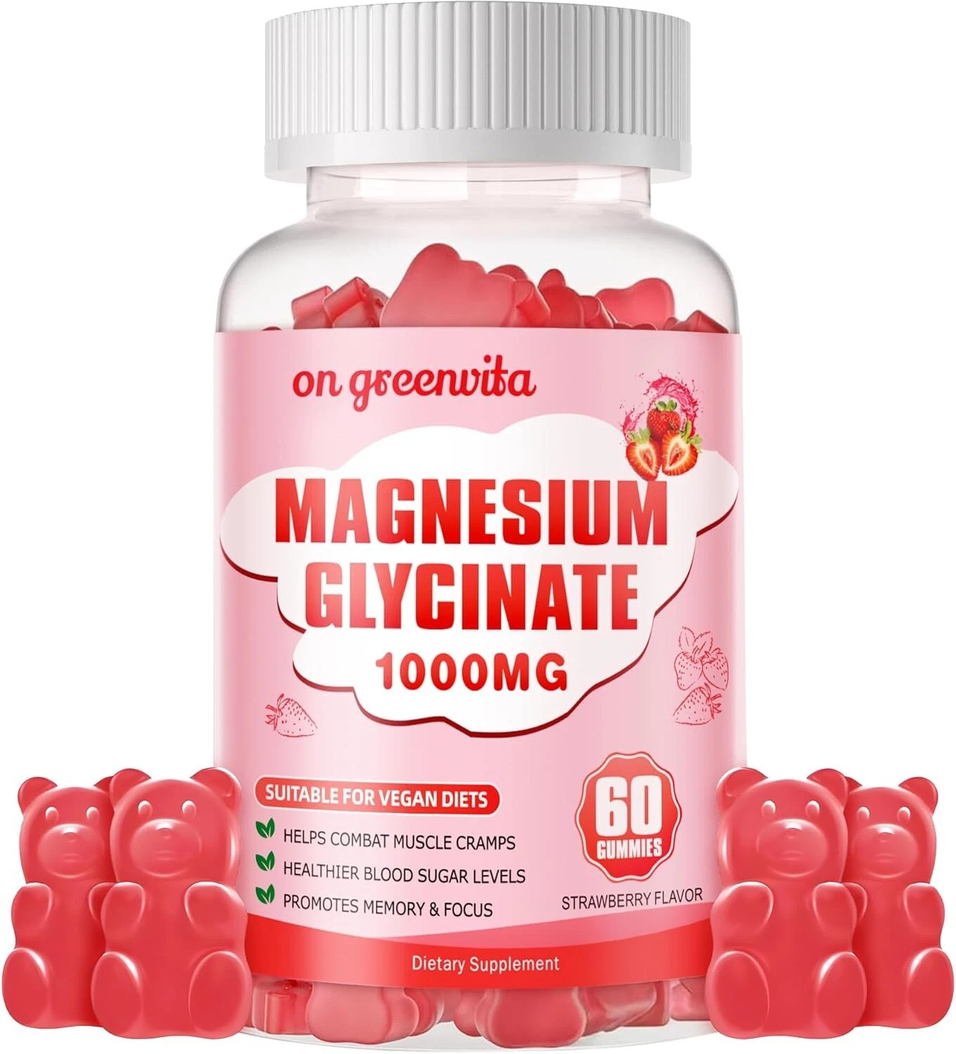Magnesium Glycinate Gummies 1000mg - Sugar Free Magnesium Potassium Supplemen...