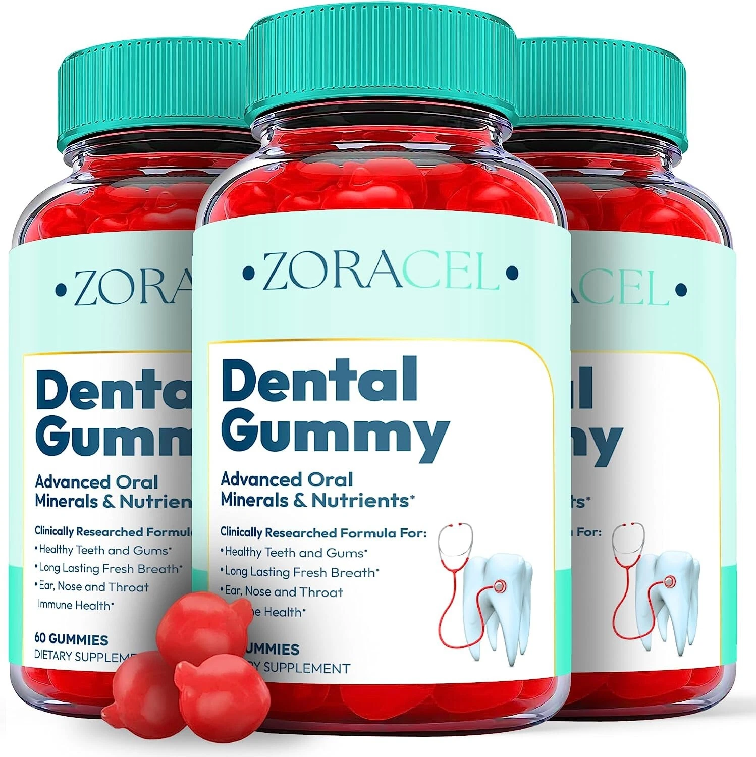 [166793036621] 3 - Zoracel Dental Gummies - Oral Minerals and Nutrients for Healthy Teeth & Gum