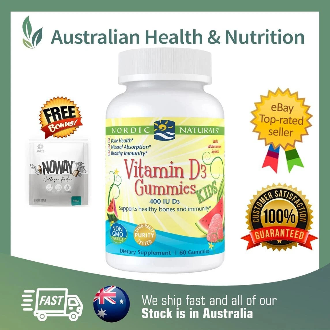 NORDIC NATURALS VITAMIN D3 GUMMIES FOR KIDS + FREE SAME DAY POST UBD 05/2025
