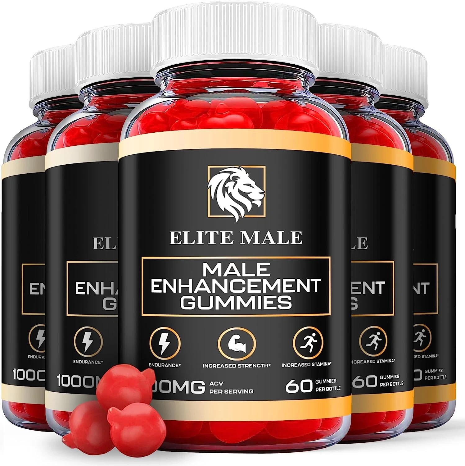 (5 Pack) - Elite Male Gummies - Male Enhancement Support Multivitamin - 300 Gums