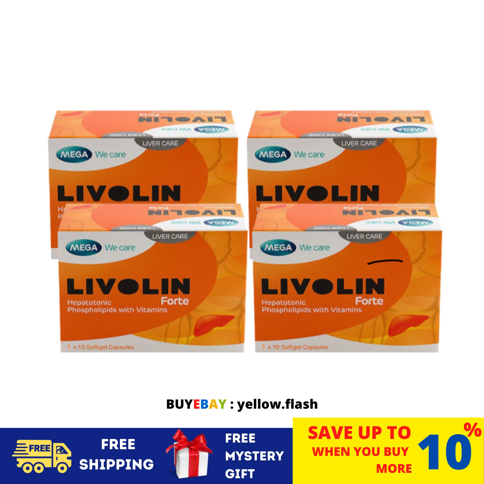 4 Boxes 50'S Livolin Forte Liver Cleanse Detox Vitamin Supplement FREE SHIP