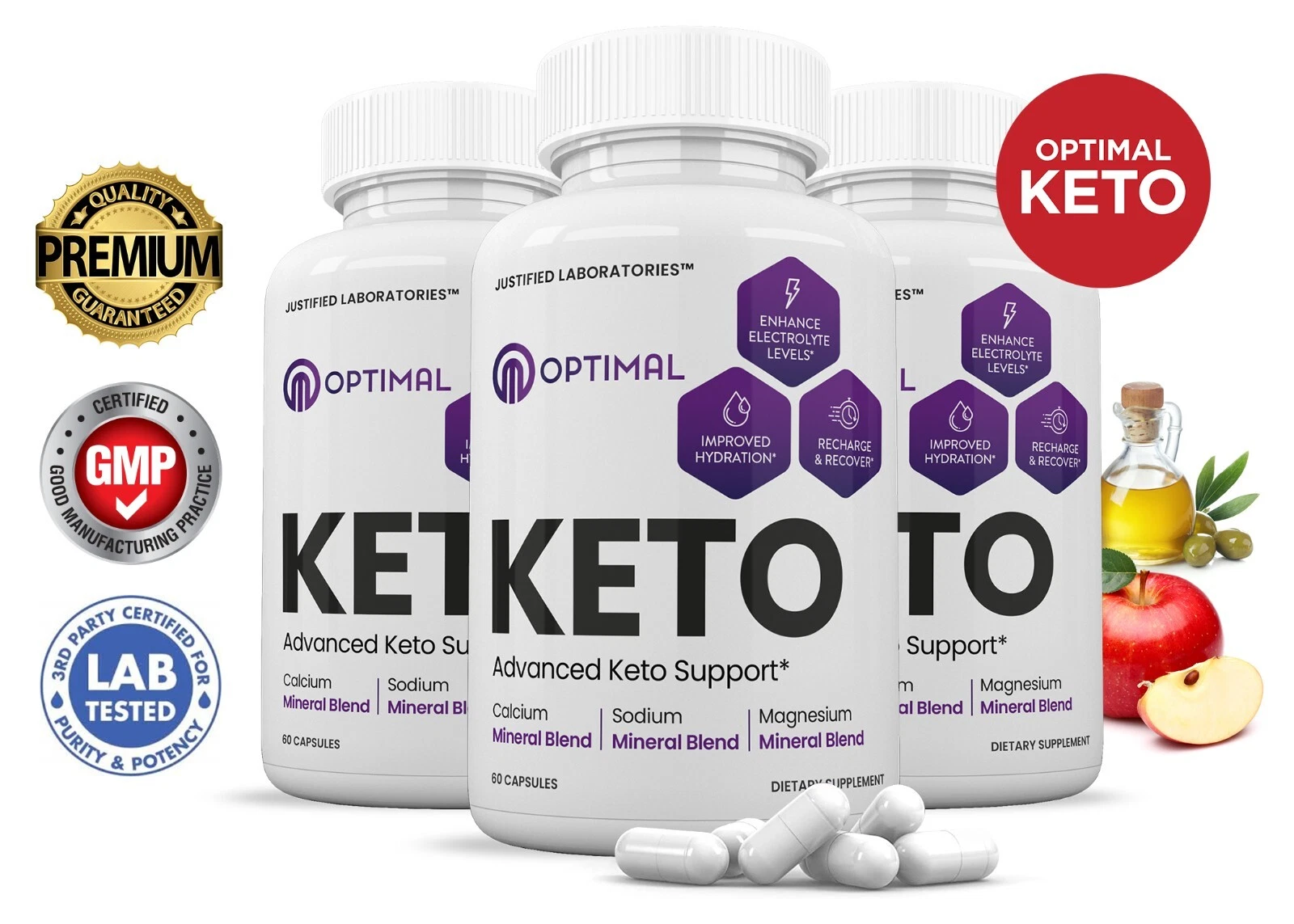Optimal Keto ACV Pills 1275MG New Improved Formula 3 Pack