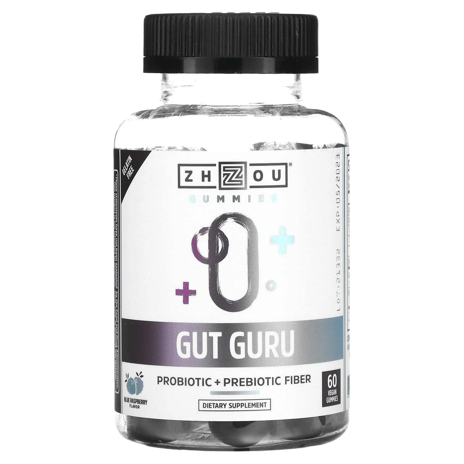[204828659880] 2 X Zhou Nutrition, Gut Guru, Blue Raspberry, 60 Vegan Gummies