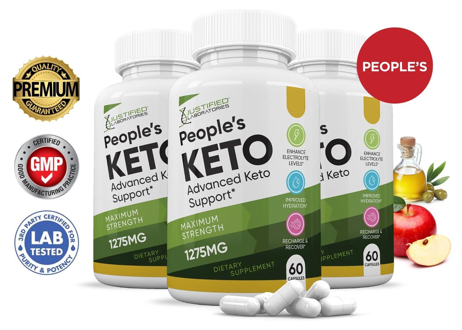 Peoples Keto ACV Pills 1275 MG Stronger Than Gummies Keto Support 3 Bottle
