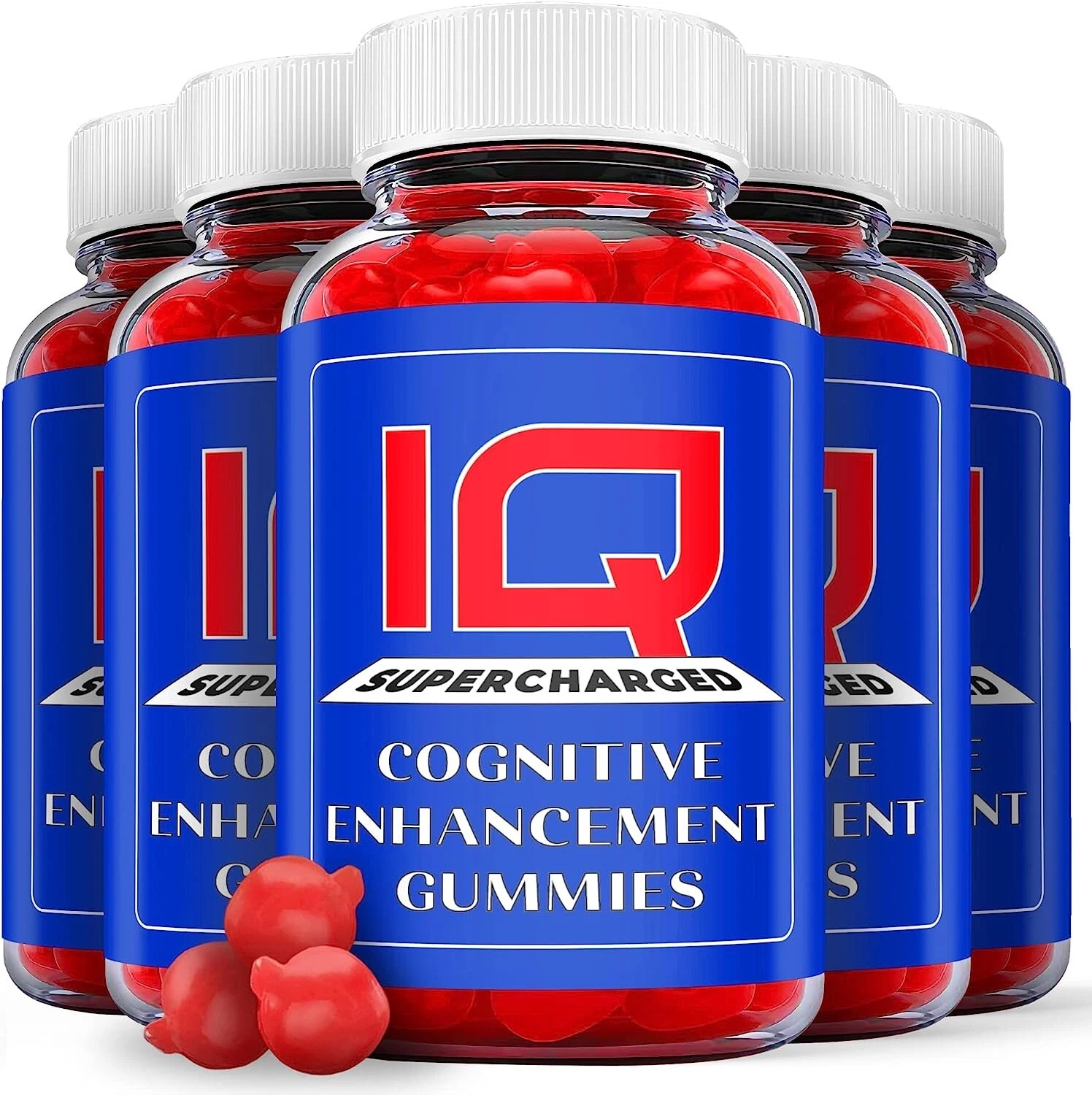 5 Pack - IQ Supercharged Cognitive Gummies - Vegan, Enhancement Support-300 Gums