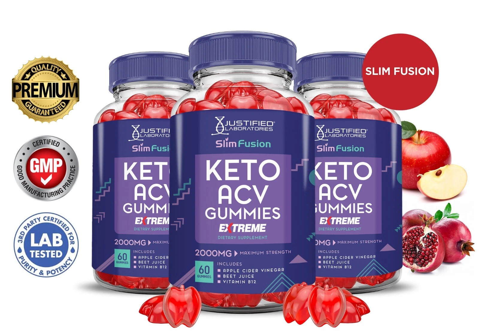 Slim Fusion Keto Extreme ACV Gummies 2000MG Apple Cider Vinegar 180 Gummys