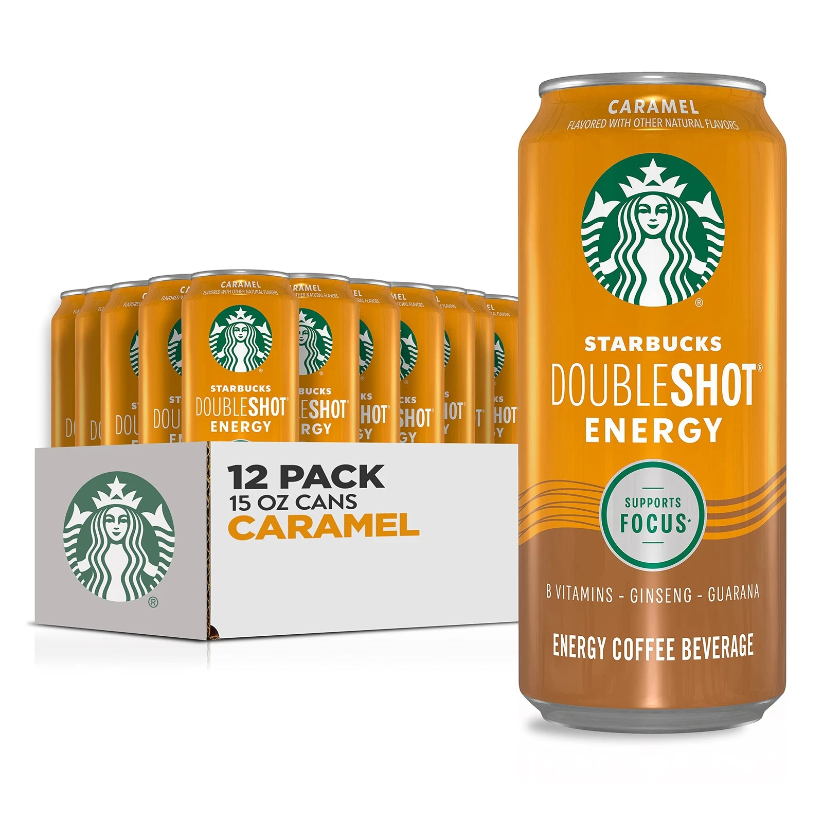 Starbucks Doubleshot Energy Coffee Beverage Caramel 15 oz Cans Pack of 12