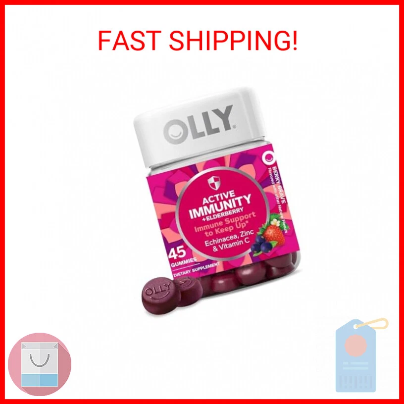 OLLY Immunity Gummy, Immune Support, Elderberry, Zinc, Vitamin C, Supplement, Be