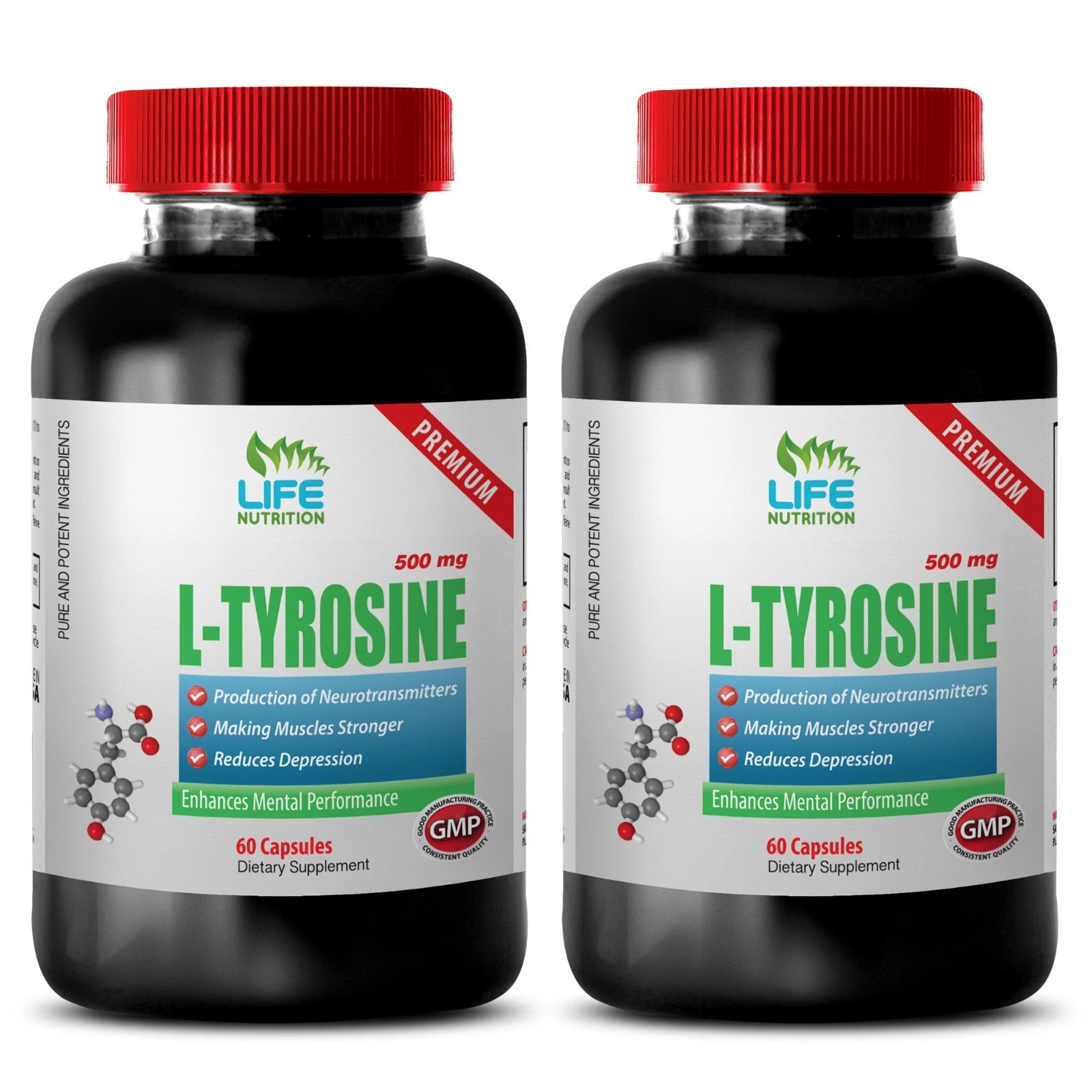 tyrosine kinase - L-Tyrosine 500mg help thyroid function 120 Capsules 2 Bottles