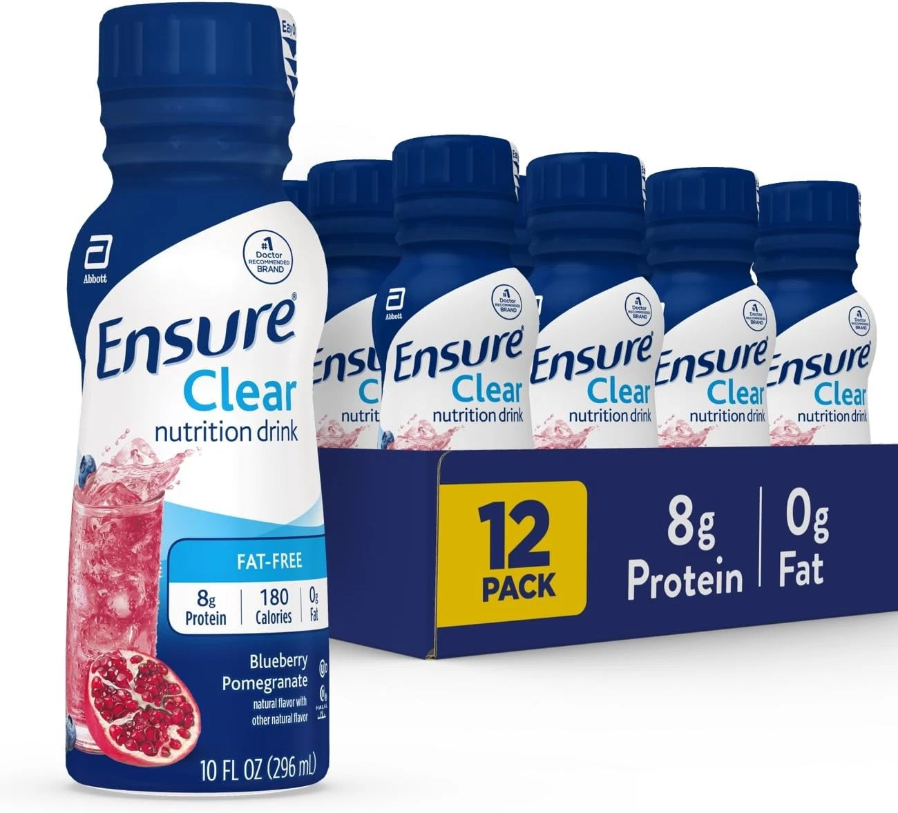 [335221152167] (12 Pack) Ensure Clear Blueberry Pomegranate Nutrition Drink, Fat Free, 10 Fl Oz