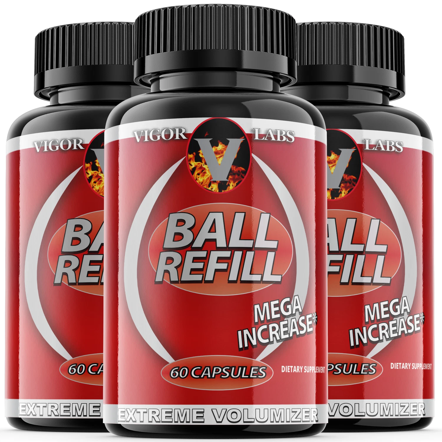 [166793032226] Ball Refill - Male Virility - 3 Bottles - 180 Capsules
