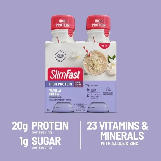 SlimFast High Protein Nutrition Creamy Chocolate Meal Replacement Shake, 4 Ct