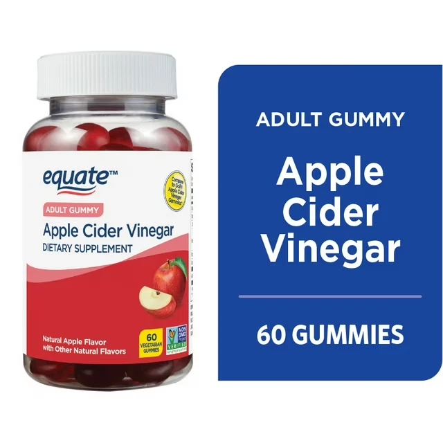 Equate Non GMO Dietary Supplement Gummies, Apple Cider Vinegar, 500 mg, 60 Count