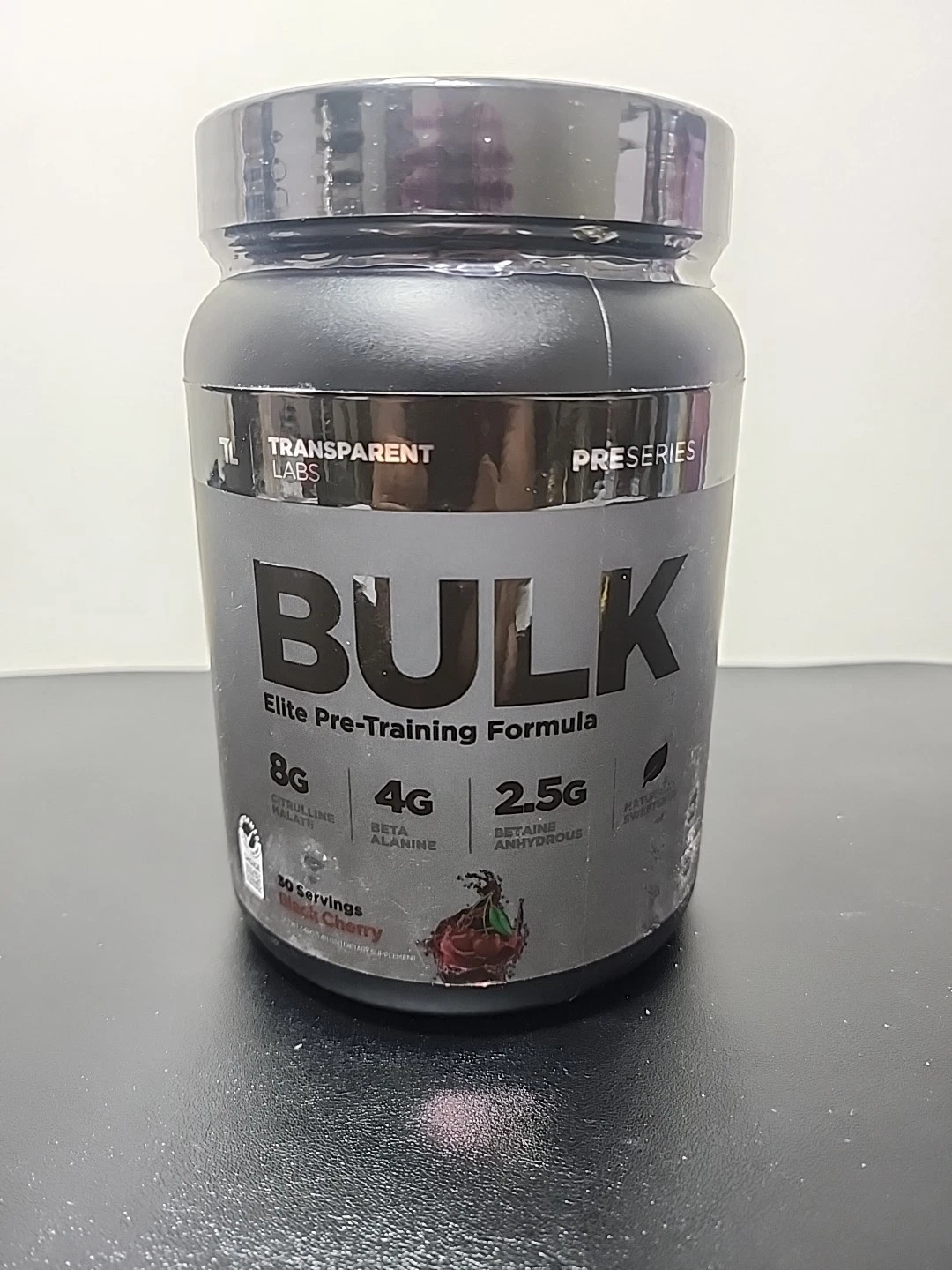 Sugar-Free Bulk Black Pre Workout Powder - Packed with Beta Alanine, 30 Servings