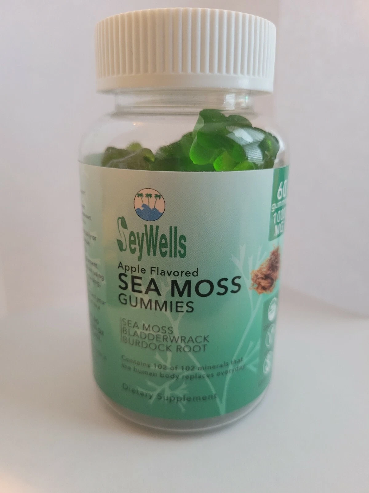 Sea Moss Gummies w Bladderwrack & Burdock Root, Organic, Vegan, GMO Free 1000mg