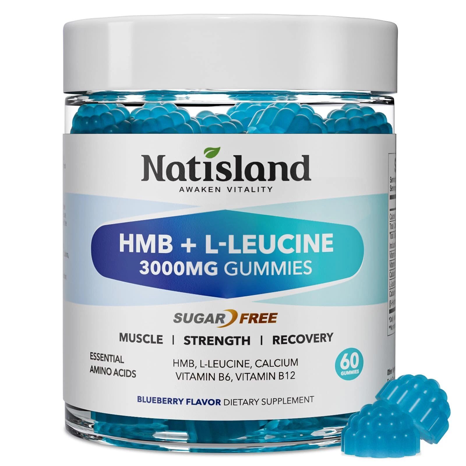 NATISLAND HMB and L-Leucine Gummies HMB and Leucine Amino Acid Supplements fo...