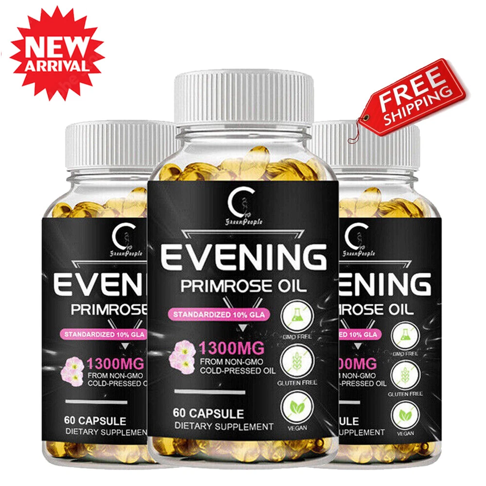 Evening Primrose Oil Capsules 1300MG with GLA -Anti-Aging,Whitening 60 Softgels