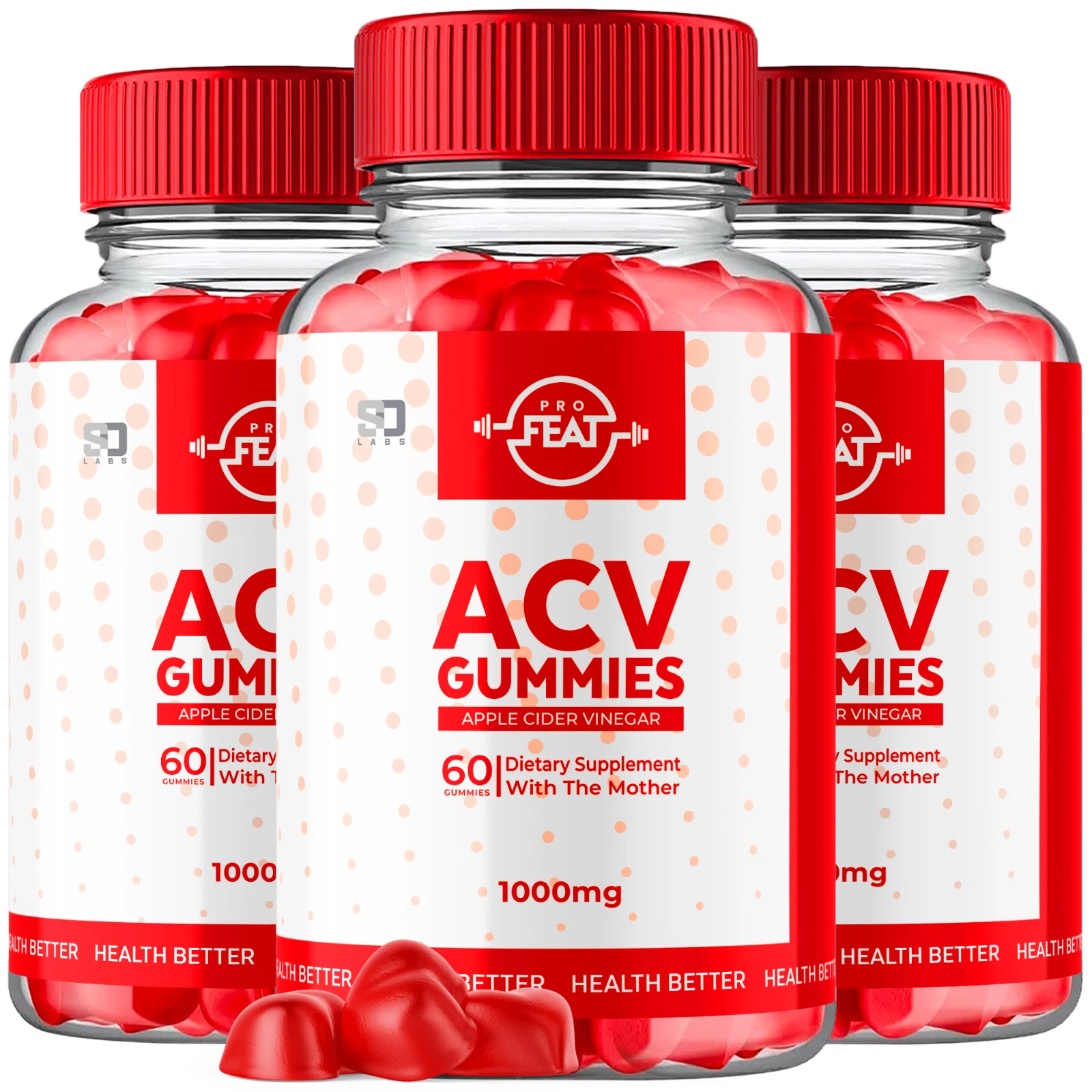 (3 Pack) Pro Feat ACV Keto Gummies, Pro Feat Weight Loss Gummies (180 Gummies)